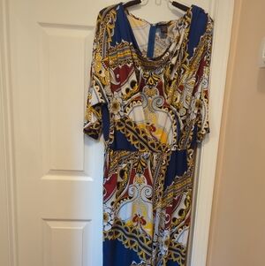 Ashley Stewart Multi-colored Jumpsuit~Size 18-20; Geometric/Floral, Short Sleeve